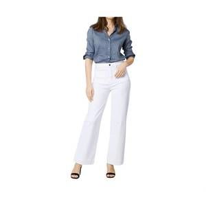 NEW ANN MASHBURN column patch pocket jean in white stretch denim